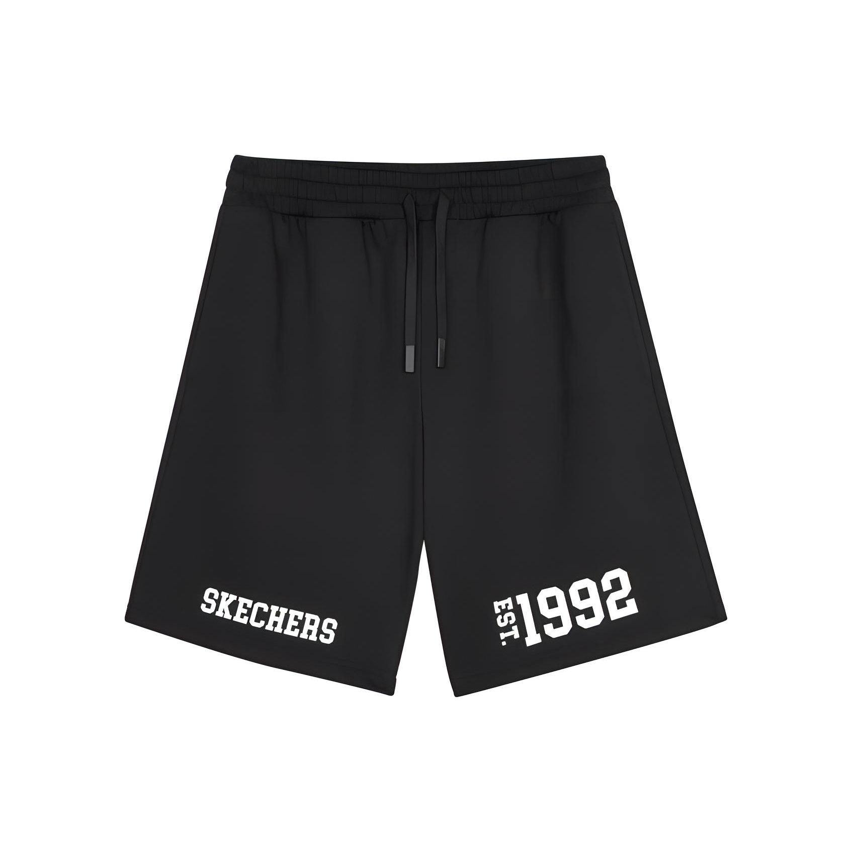 Skechers Letter And Number Print Loose Mid Waist Drawstring Sports Casual Shorts Men shorts Carbon-Black L124M056-0018 XXL