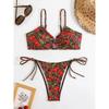 Costume da bagno da donna due pezzi spezzato Costume da bagno femminile senza schiena Costumi da bagno push-up Set da nuoto da donna con stampa floreale