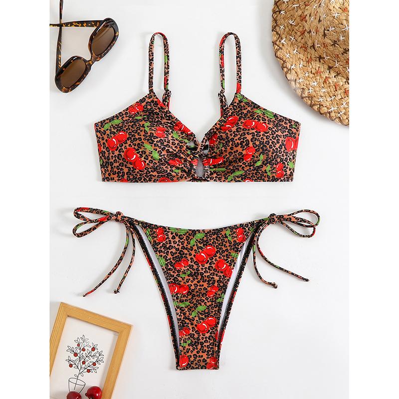 

Женский раздельный купальник из двух частей, женский купальник с открытой спиной, купальники пуш-ап, женский купальный комплект с цветочным принтом S коричневый