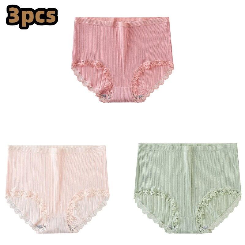 3 Pcs/lot Women's Underpants Soft Cotton Panties Girls High Waist Briefs Striped Panty Sexy Female Underwear Big Size M-XXL