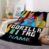 Custom Name Gorilla Party Celebration Party Blanket For Couch Bed Plush Cozy Fuzzy Blanket Super Soft Warm Blankets For Fall And Winter 091696