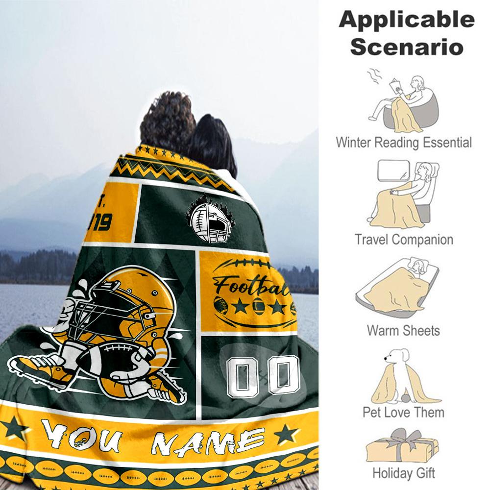 Rugby Style34 Customize Your Name Blanket Throw Customizable Blanket Ultra-Soft Throw For Living Room Picnics Home Decor Office Chair