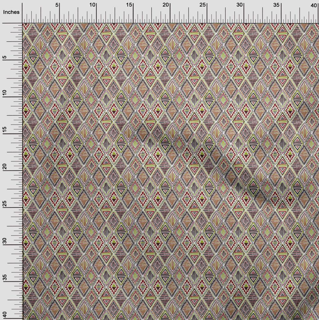 oneOone Cotton Flex Green Fabric Tribal Quilting Supplies Print Sewing Fabric by The Yard 40 Inch