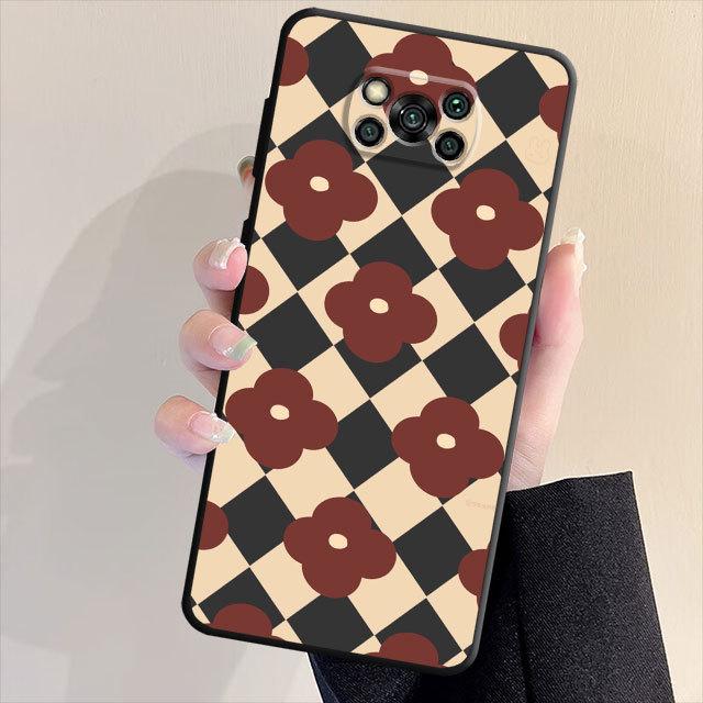 Lovely Flower Phone Case For Samsung Galaxy S23 S21 S22 S20 Note 20 Ultra 10 Plus 8 9 Note20ultra S21 S22 Black Soft Cover Bag