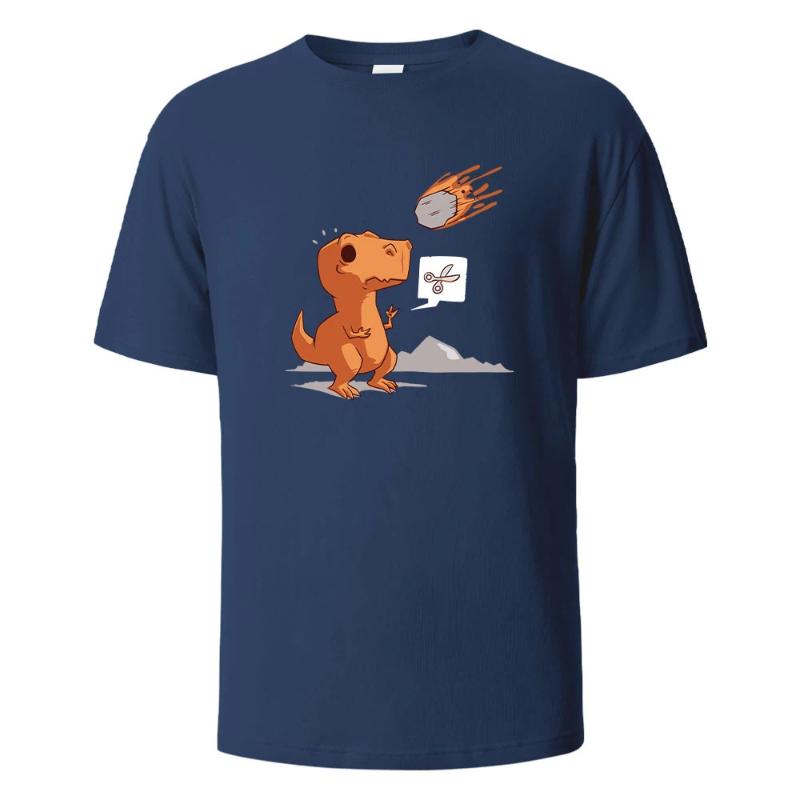 Dinosaurier und Meteorit Aufdruck Streetwear T-Shirt Lässige Kurzarm Oberteile Sommer T-Shirts Für Männer Frauen Baumwolle Rundhals Oversize