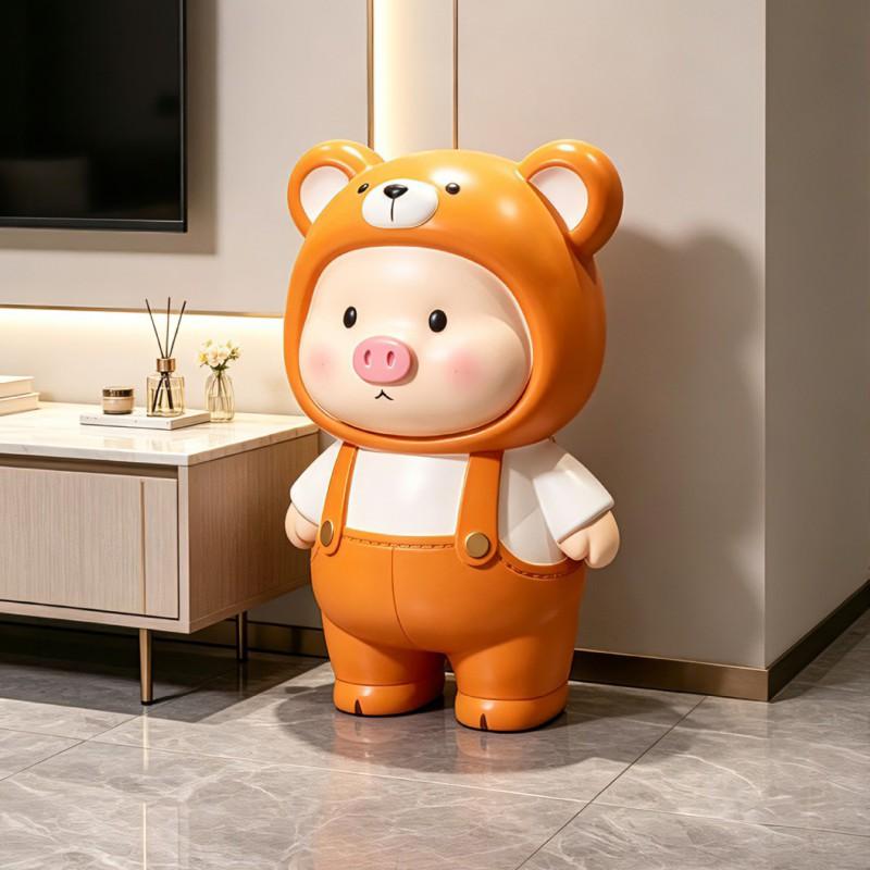 Large Capacity Cartoon Piggy Bank Decorative Figurine Living Room Saving Money Only In Not Out