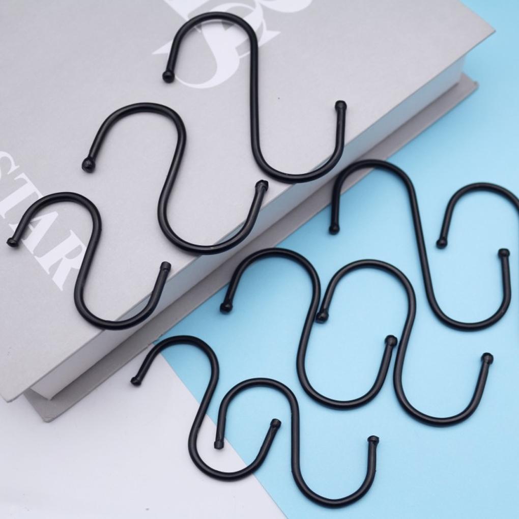 Schwarze S-förmige Metallhaken zum Aufhängen, Handtuch- und Mantel-Organizer, Türgeländer-Aufhänger, Aufbewahrungswerkzeuge für Zuhause, Badezimmer, Büro