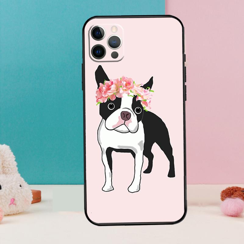 Boston Terrier Dog Phone Case For iPhone 13 11 12 14 15 16 Pro Max Mini XR XS X Plus Back Cover Fundas