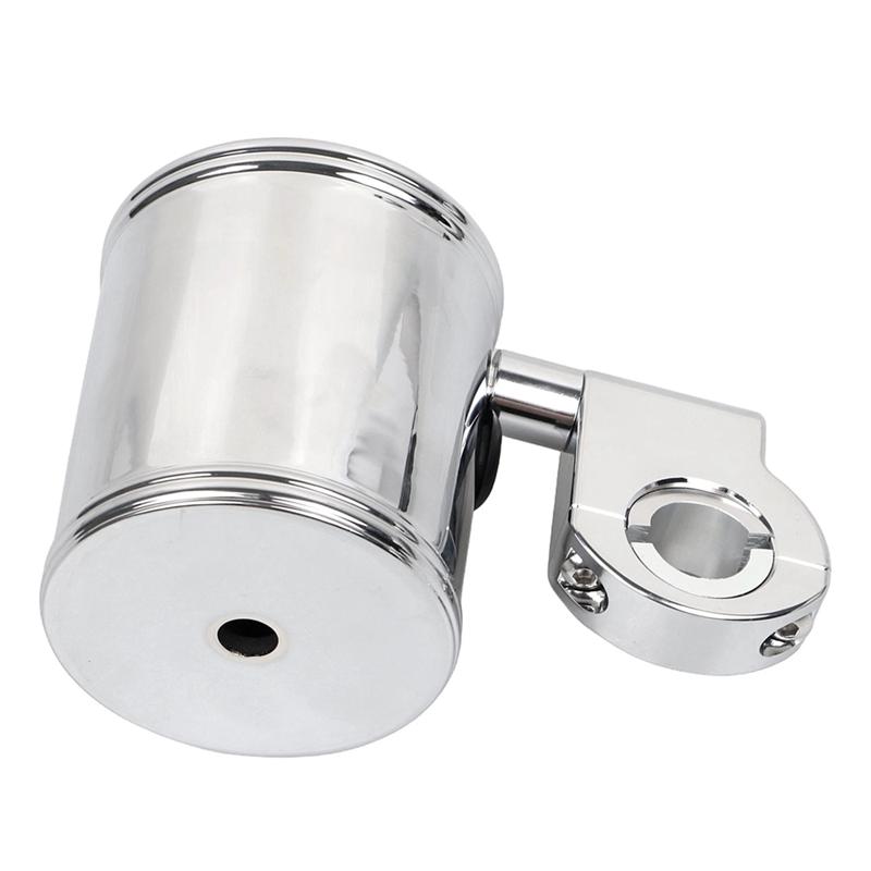 Universal Chrome Handlebar Drink Cup Holder For Motorcycles- 7/8Inch, 1Inch, 1.25Inch Sportster Compatible