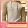 2025 Men's Color Block Plaid Slim Fit Hoodie - Casual Long Sleeve Knit Pullover