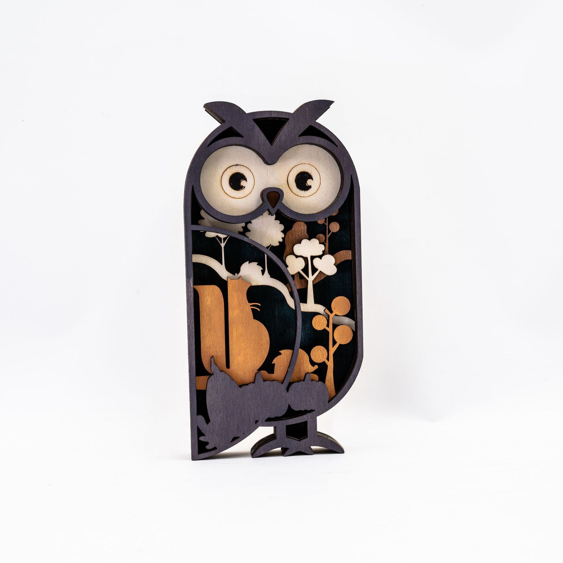 

Креативное деревянное резное украшение на рабочий стол в виде совы с несколькими слоями резных деревянных орнаментов