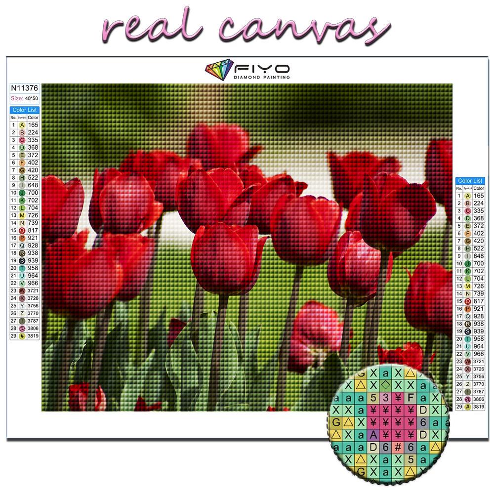 Kreuzstich-Set zum Selbermachen, Diamant-Stickerei, Blumen, Tulpen, Diamant-Gemälde, Heimdekoration