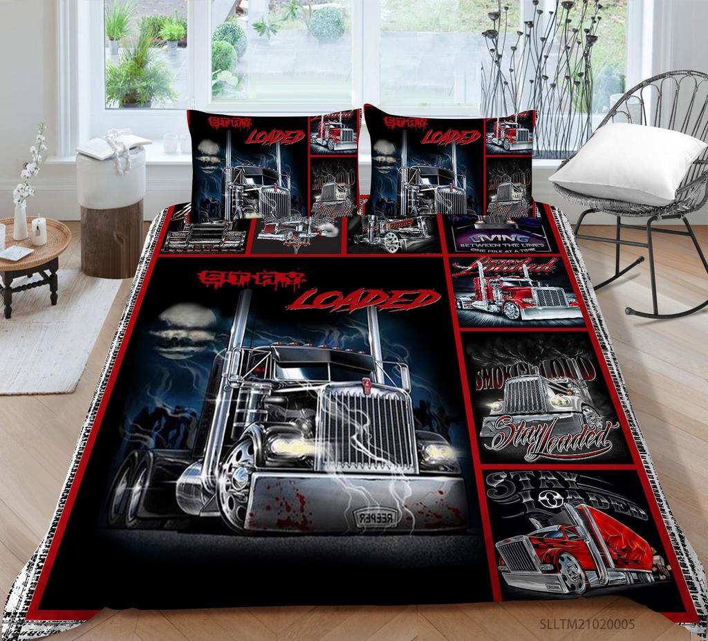 Car Series Printed Bedding Single Double Bed Full Size Pillowcase and Quilt Cover 2 or 3 Comfortable Home Decoration for Boys and Men Car Lovers Room