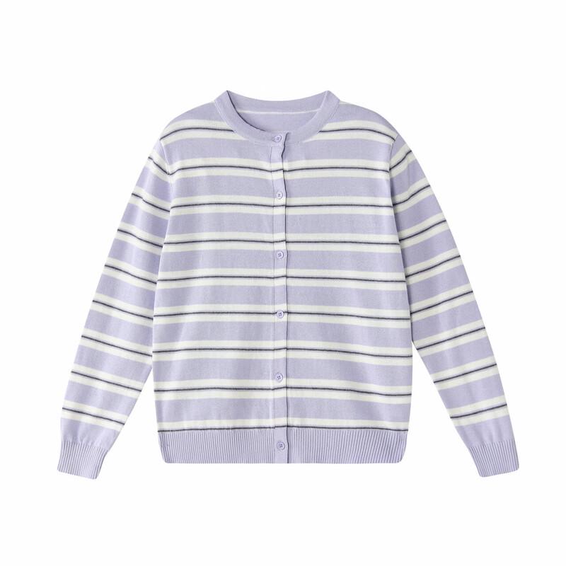 Deesha Girls' Striped Round Neck Knit Cardigan
