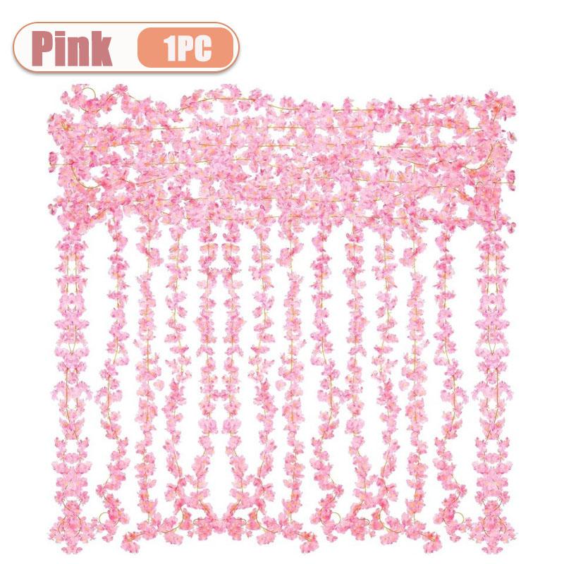 

1/3/5PCS Faux Cherry Blossom Vine Artificial Flower Vine for Cover Wrapping Decoration Faux Ivy Garland Decor