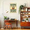 Metal Wall Art Vintage Poster Reading Takes You to the Unknown Gift for Bookstore