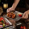 3pcs Vintage Stainless Steel Snowflake Tray-Rounded Edge Serveware for Steak Dessert Grill with Artisanal Craftsmanship