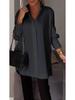 Plus Size Women's Casual Long-Sleeve Multi-Color Solid Shirt