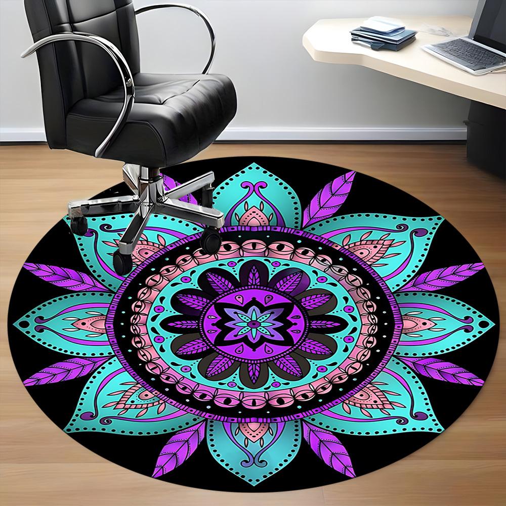 1pc Mandala Pattern Office Round Rug, Carpet for Office, Gaming, Lightweight Round Floor Mat Yy260208033