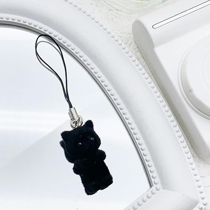 Cartoon Flocking Cat Keychain Cute Flocked Cat Animal Keyring Bag Pendant Backpack Charms Car Decor Diy Accessories Gift