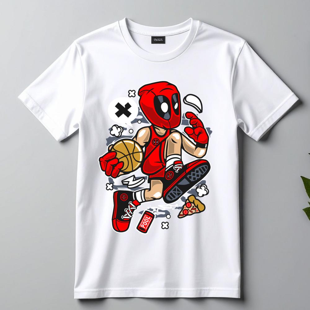 Red Mask Basketball Player TShirt Cartoon Parody Graphic Tee Unisex Adult Kids