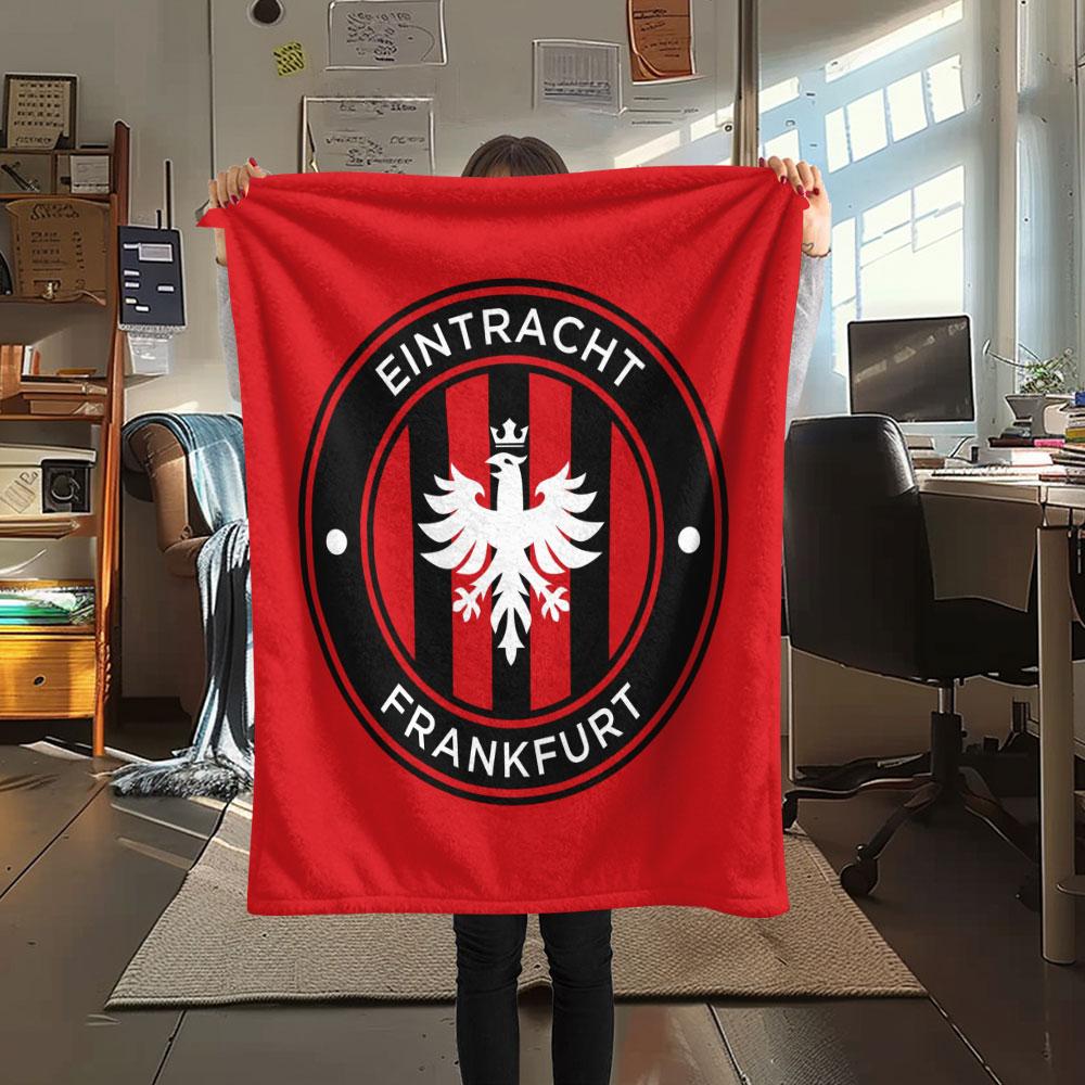Coperta in Flanella Stampata Eintracht Frankfurt FC, morbida coperta per camera da letto divano, lavabile, merchandising tifosi di calcio, ottimo regalo.