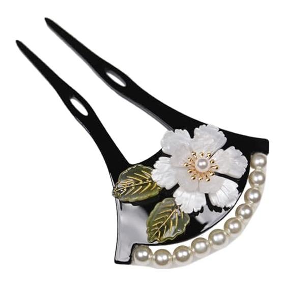 TOuWA Kanzashi Hairpin, Japanese Hair Accessory, Fan Shape, Double Prong, For Kimono, Tomesode, Yukata, Hakama, Furisode, Graduation Ceremonies,