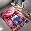 Serene Temple Cherry Blossoms Carpet Yoga Living Room Room Decor Children's Crawling Mat Doormat Area Rug Games Mat