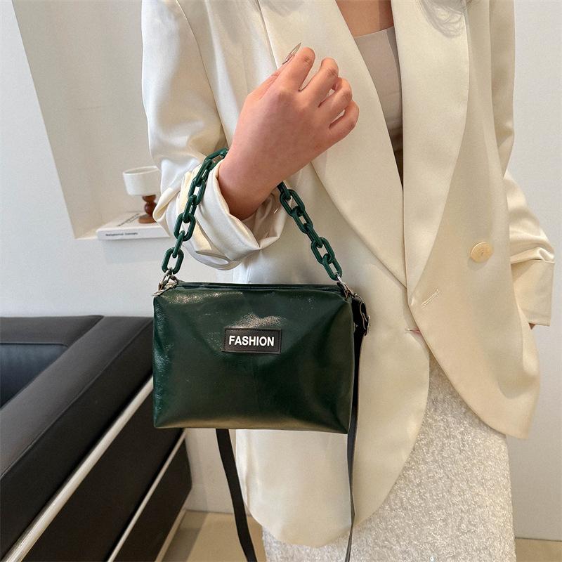 Acrylic chain trend simple women's bag 2025 new fashion trend shoulder bag retro fashion oblique bag women