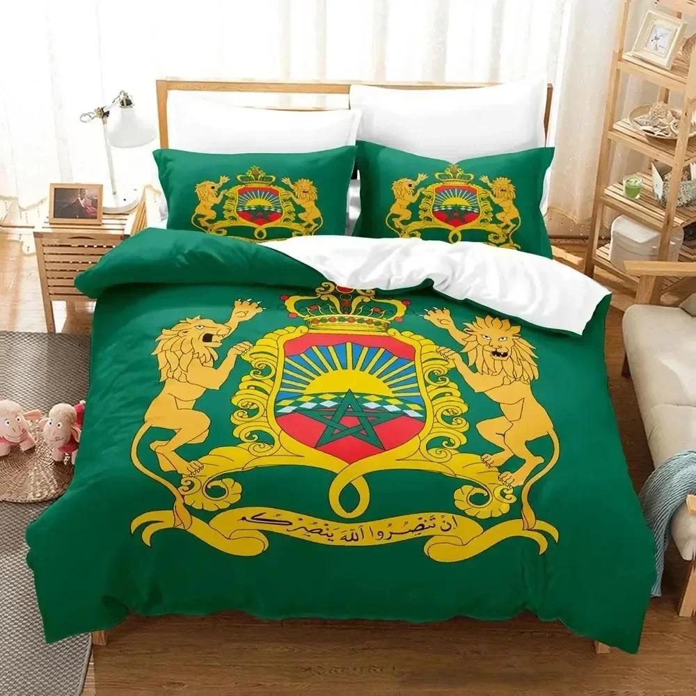 Luxury New 3D Print Morocco Flag Comfortable Duvet Quilt Cover Pillowcase Bedding Set Children Bedroom Decoration Home Textile