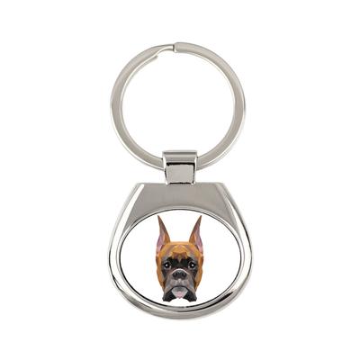 Boxer, German Boxer I – Geometric Keychain with a Photo and the Inscription | Art-Dog