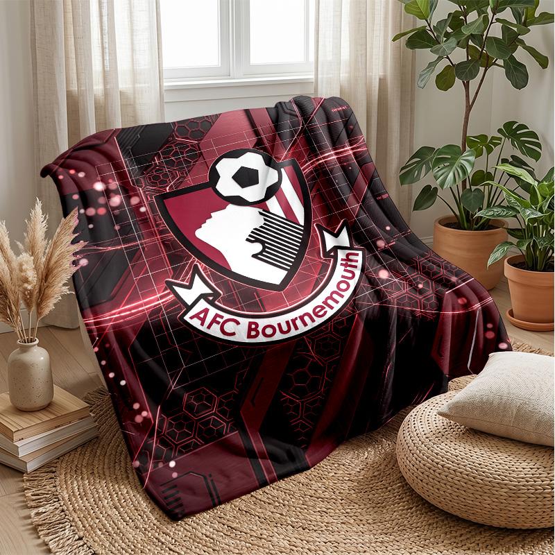 Bournemouth Fußball Druck Flanell Decke, Weiche Warme Leichte Überwurfdecke für Sofa Bett Camping