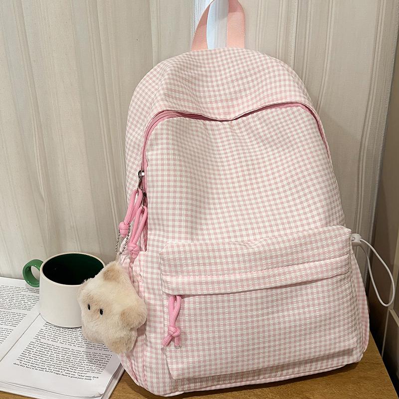 Large Capacity Casual Backpack Women's New Small Fresh College Style Student Schoolbag Plaid Backpack