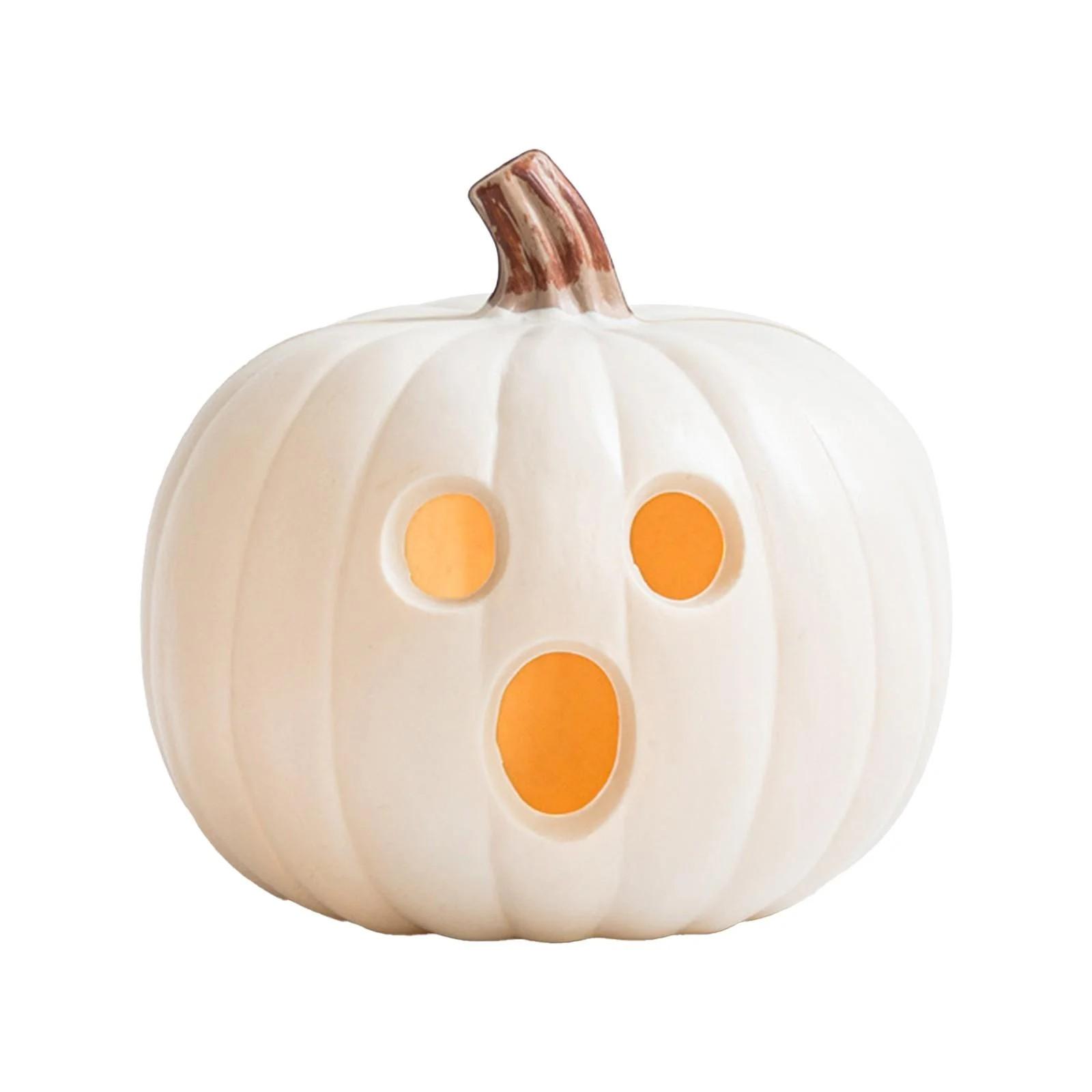 

Halloween Pumpkin Light Indoor Decoration Adorable VividDetails PumpkinLantern Resin Pumpkin Statue For Living Room Balcony One Size белый