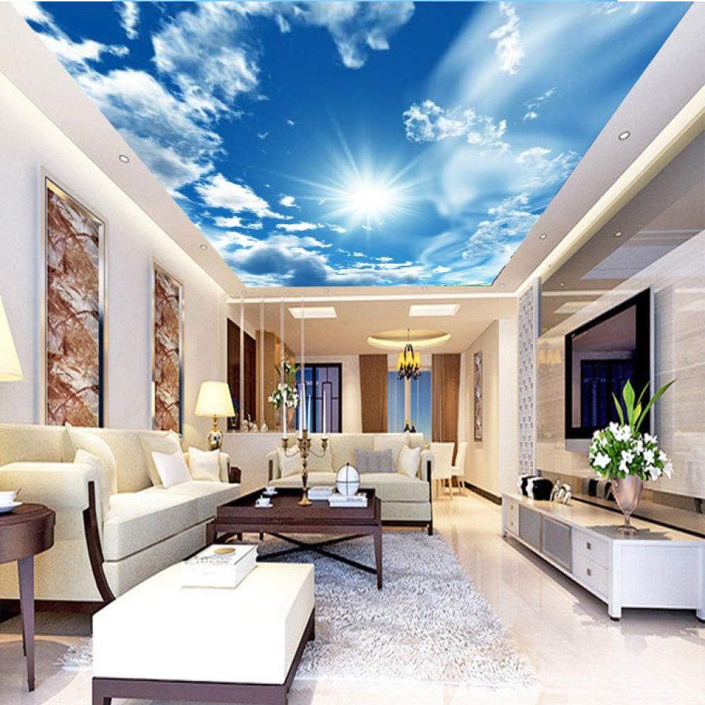 Blue Sky White Cloud Ceiling Wallpaper Living Room Bedroom 3d Sky Wallpaper Ceiling Mural