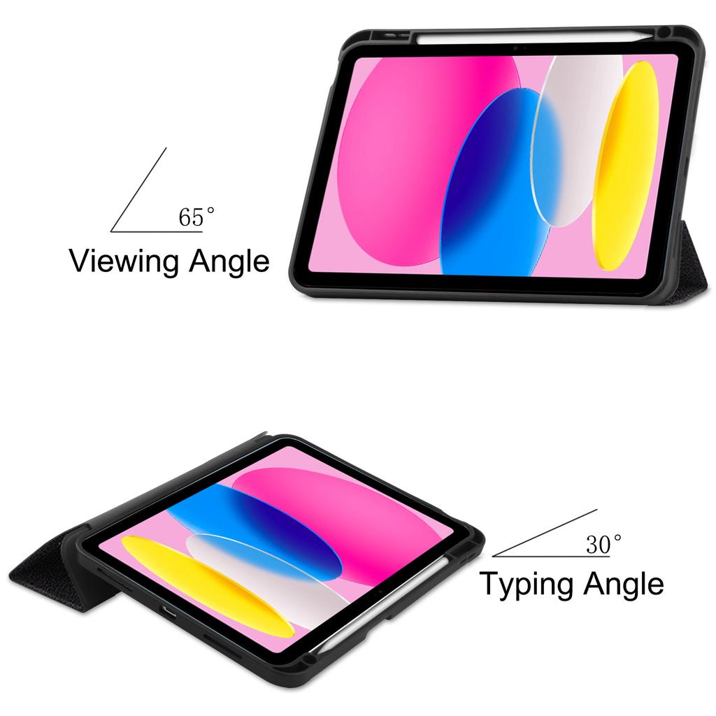 Für iPad (2025)/10.9 (2022) Tablet-Hülle mit Musterdruck, dreifach faltbar, mit Ständer, Leder + TPU-Abdeckung mit Stifthalter