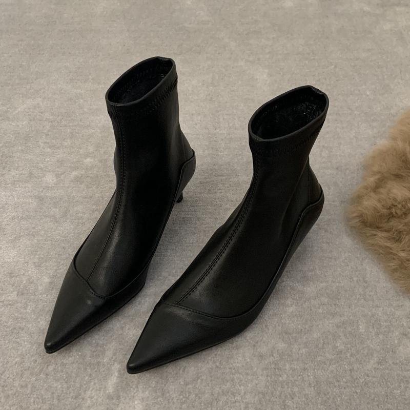 Fashion SUOJIALUN 2025 New Fashion Women Ankle Boot Pointed Toe Slip On Ladies Elegant Short Boots Thin Low Heel Dress Chelsea Pumps Sho