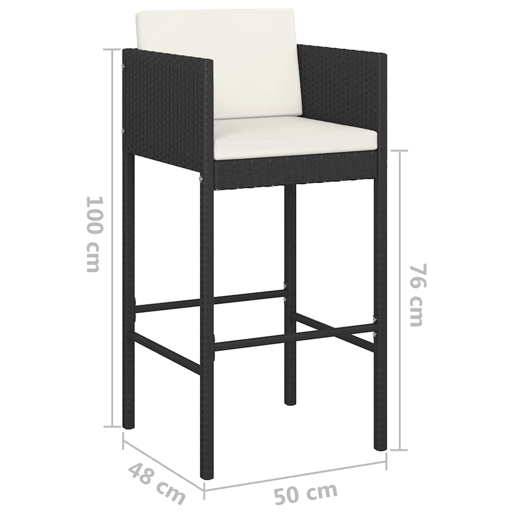 Vidaxl 5-Cz. Zestaw Mebli Barowych Z Poduszkami, Rattan Pe, Czarny