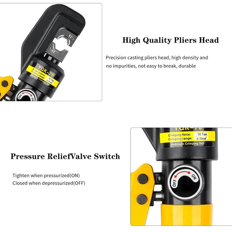 Hydraulic Crimping Tool YQK-70 Cable Lug Crimper Plier 4-70mm²  Compression Tool Pressure 8T Pressure Home Hydraulic Tools