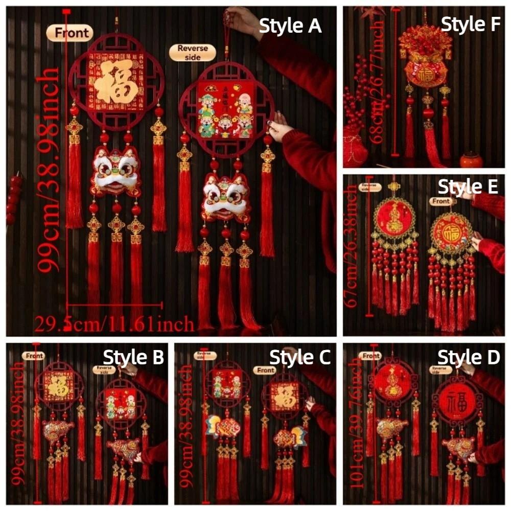 Double-sided Chinese New Year Decoration Reusable Traditional Spring Festival Pendants Three-dimensional with Tassel