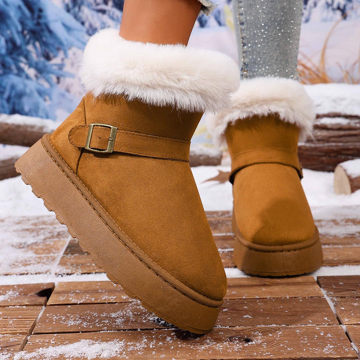 

Fashion New Style Fashion Women s Bow Round Toe Elegant Snow Boots Winter Flat Wear-resistant Soft Plus Luxury Velvet Warm Women s Shoes 36