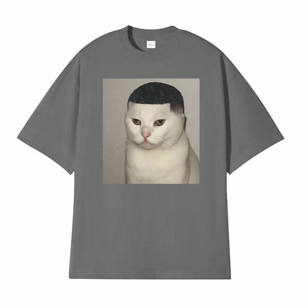 Funny Haircut Unhinged Cat Meme Printed T Shirt Unisex Women Casual Cotton High Quality Tshirts Fashion Cool Classic Humor Tshirt