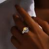 YILUOCD   CopperSun and Moon Ring Set for Women Sparkling Cubic Zirconia Stackable Rings Promise Couple Fine Jewelry