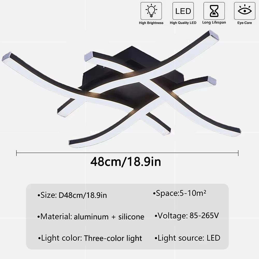 Modern LED Ceiling Light Long Wave Lamp Living Room Bedroom Study Corridor Aisle Entrance Balcony Home Decoration Lustre