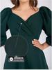Spring V-Neck Waist-Cinching Puff Sleeve Dress with Pockets for Women