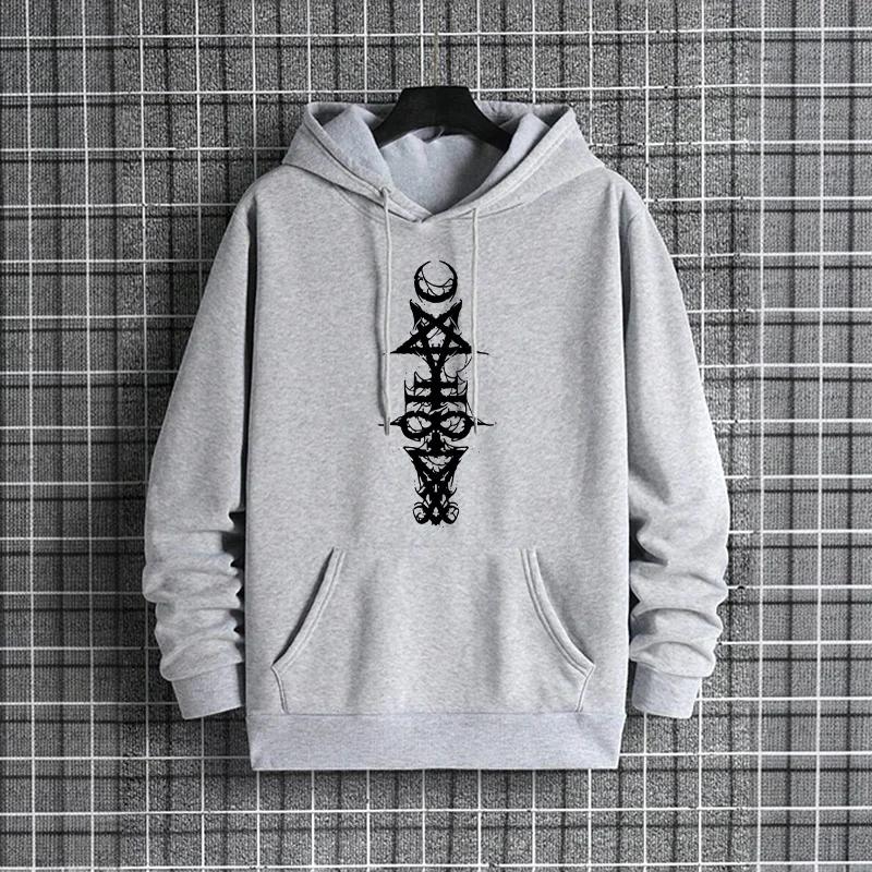 Satan Print Streetwear Hoodies for Men Hip Hop Fashion Hooded Sweatshirts Male Trendy Casual Autumn Winter High Quality Pullover