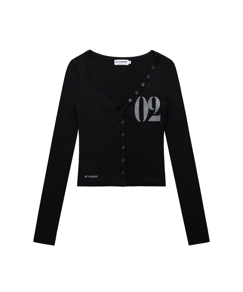 Iwaiial 02 Logo Button Long Sleeve - Black