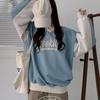 The Pink OVersized V Neck Nylon Color Block Printed Sweatshirt