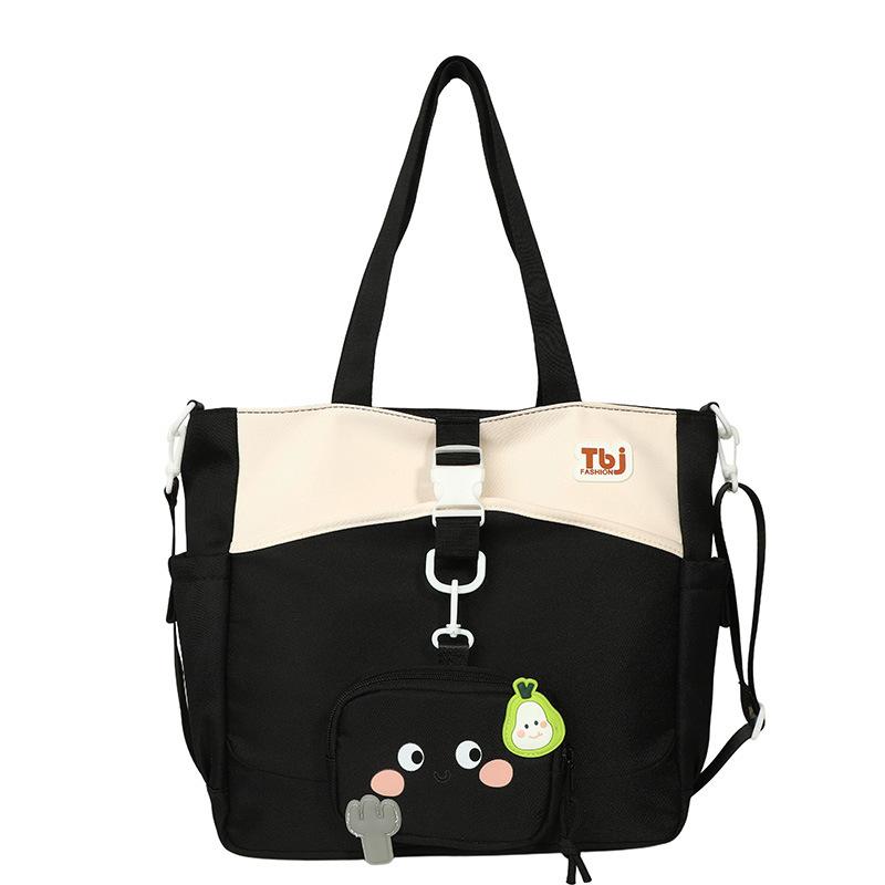 Cartoon Women's Shoulder Bag Contrast Color Student Crossbody Bag Large Capacity Tote Bag