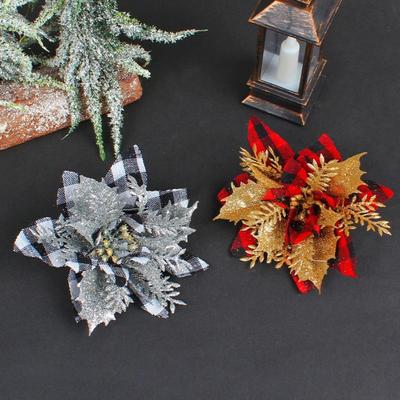 Künstliche Feiertagsblumen Plaid Weihnachten DIY Weihnachtsbaum Rattan Dekoration Match